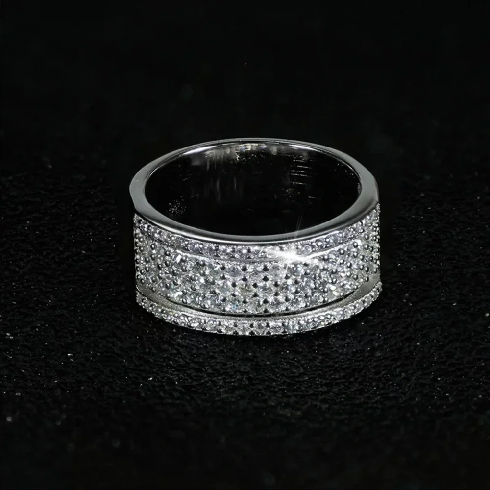 New Luxury 925 Silver Beautiful Diamond Eternity Elegant Ring - Picture 4 of 5